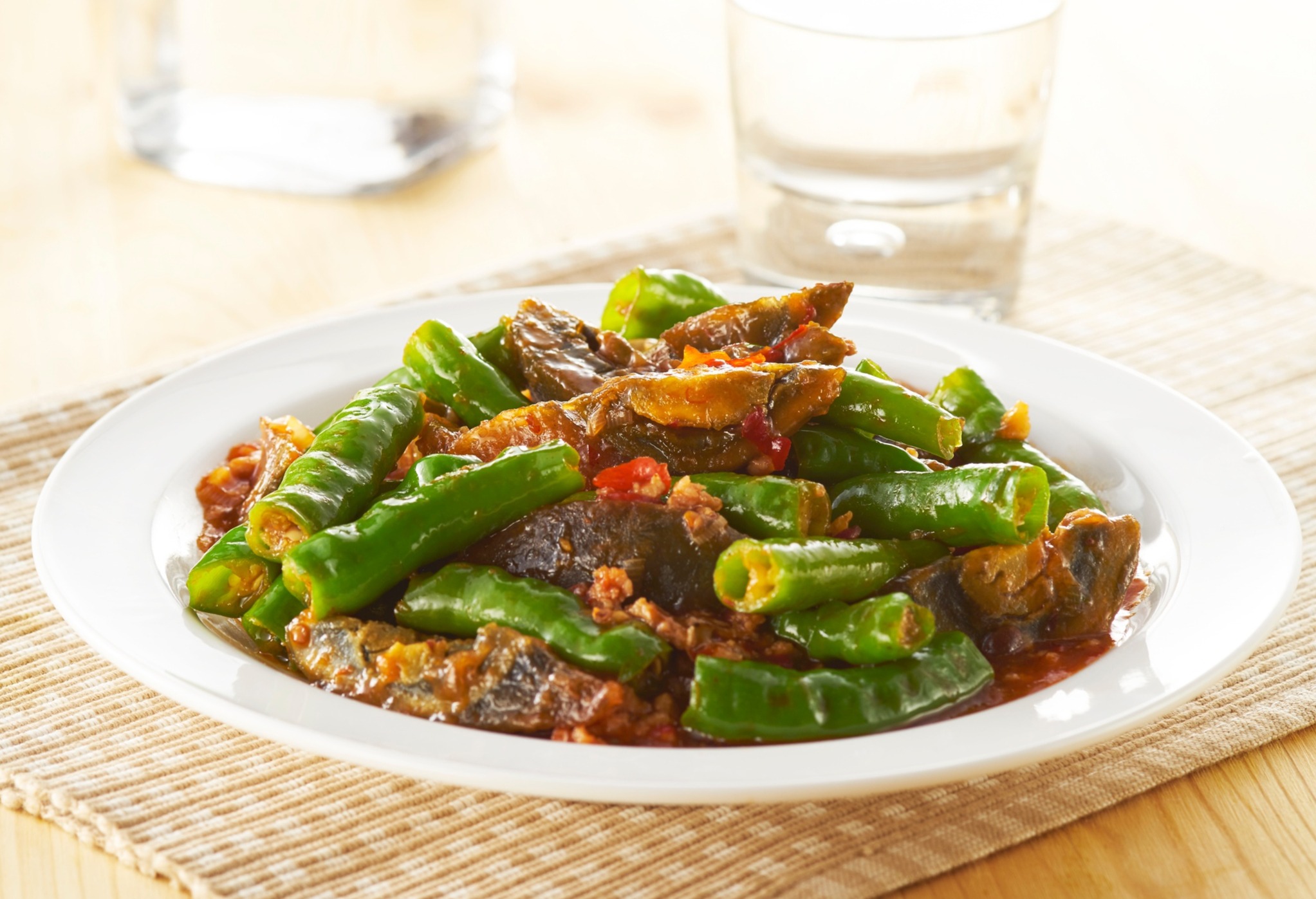 Stir-fried Green Chili wth Preserved Egg and Minced Pork